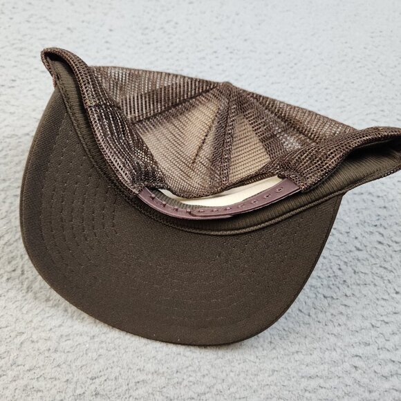 Vintage Trucker Hat Snapback Cap Buckle Up It's The Law Sheriff's Dept Brown 90s - Picture 7 of 10